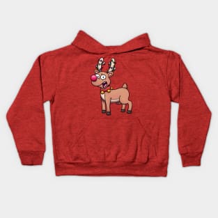 Cute Christmas Reindeer With Christmas Lights Kids Hoodie